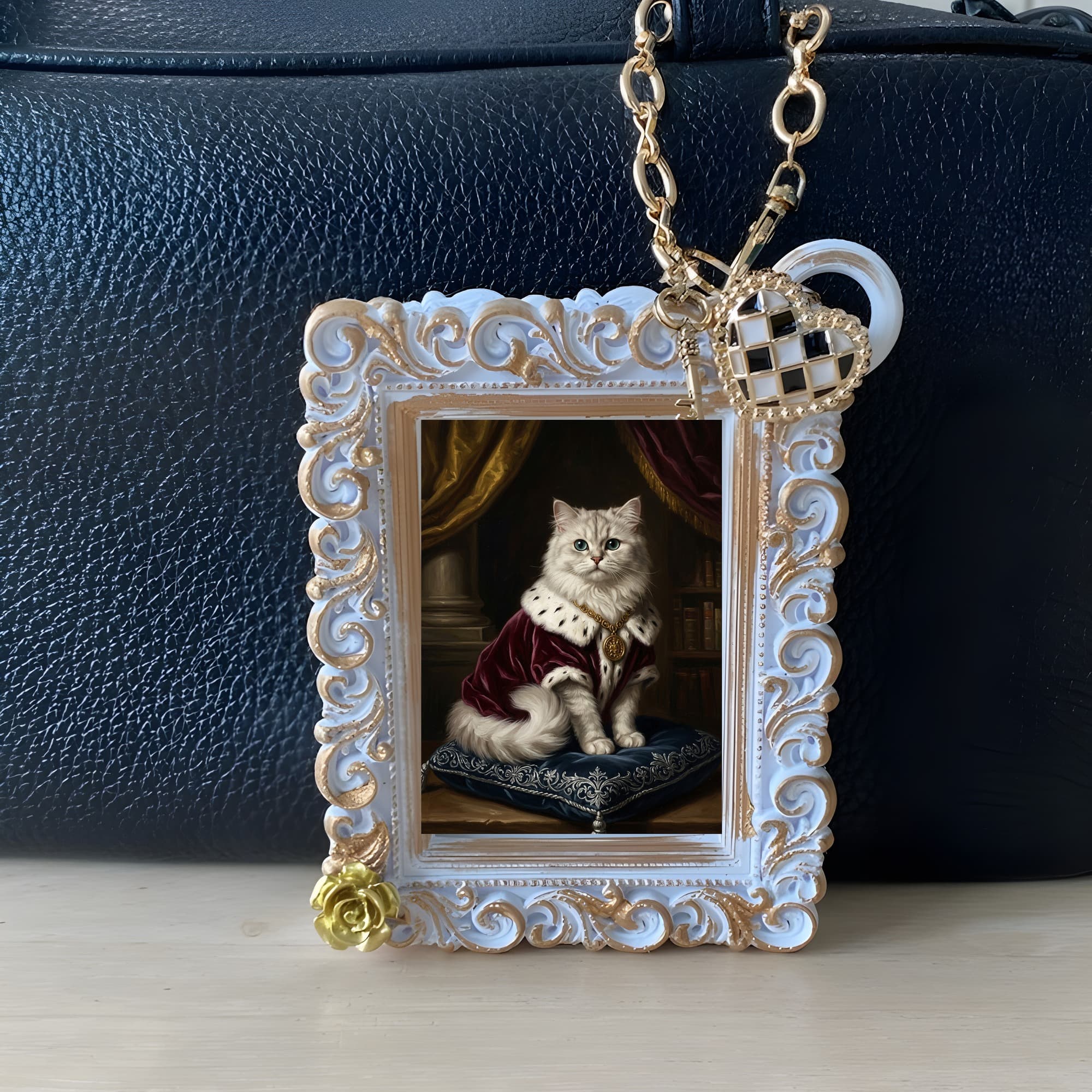 Chinchilla Persian Renaissance Portrait Bag Charm (White) 3