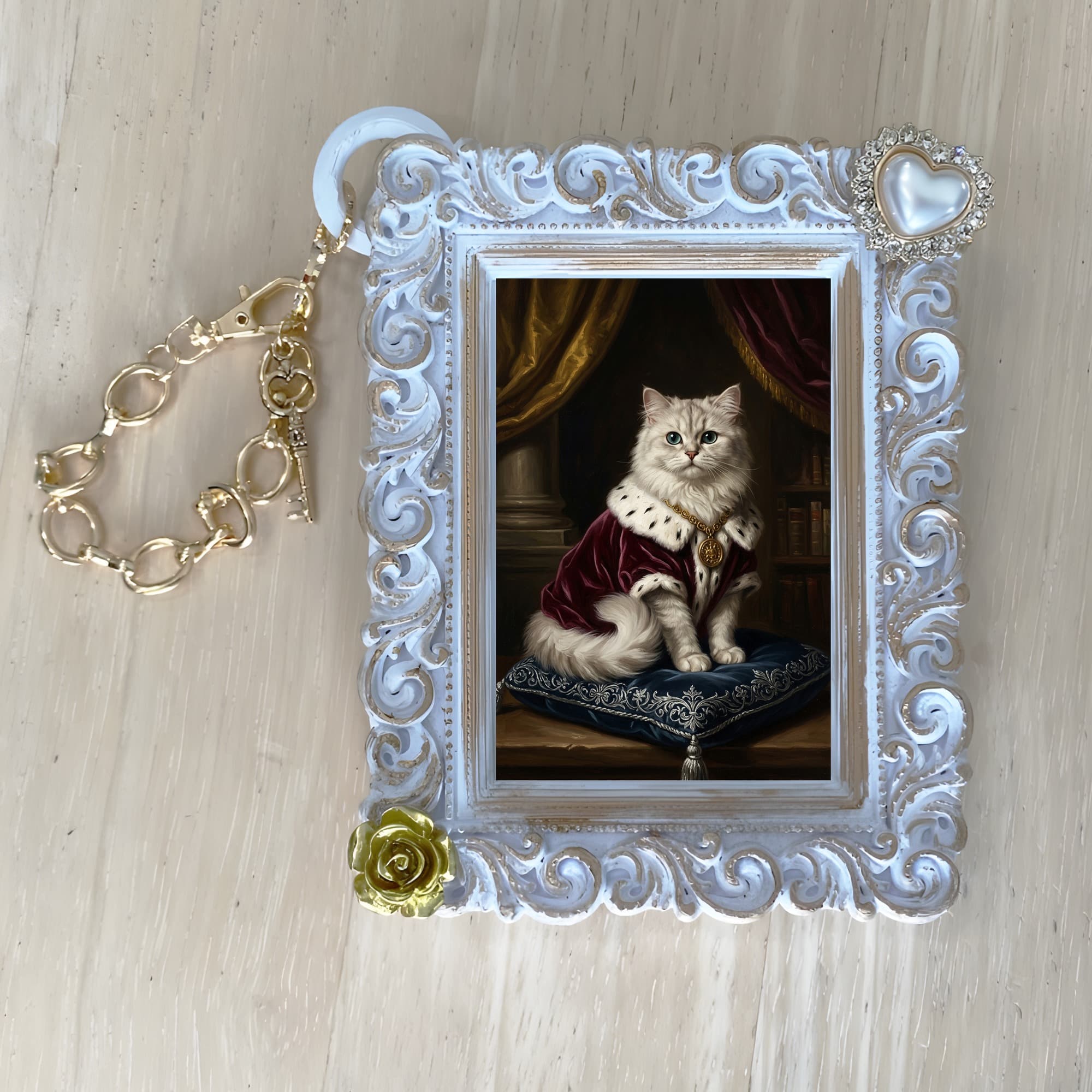 Chinchilla Persian Renaissance Portrait Bag Charm (White) 4