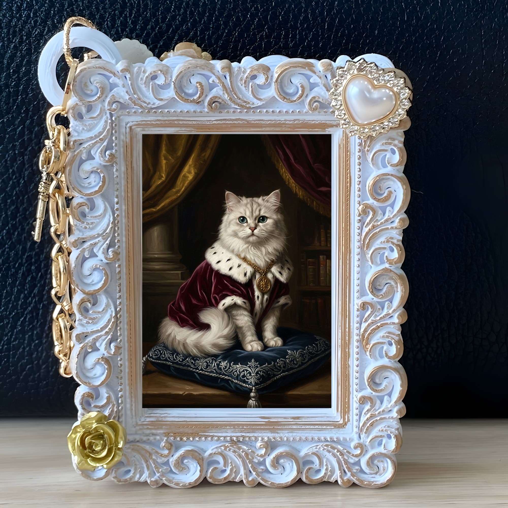 Chinchilla Persian Renaissance Portrait Bag Charm (White) 5