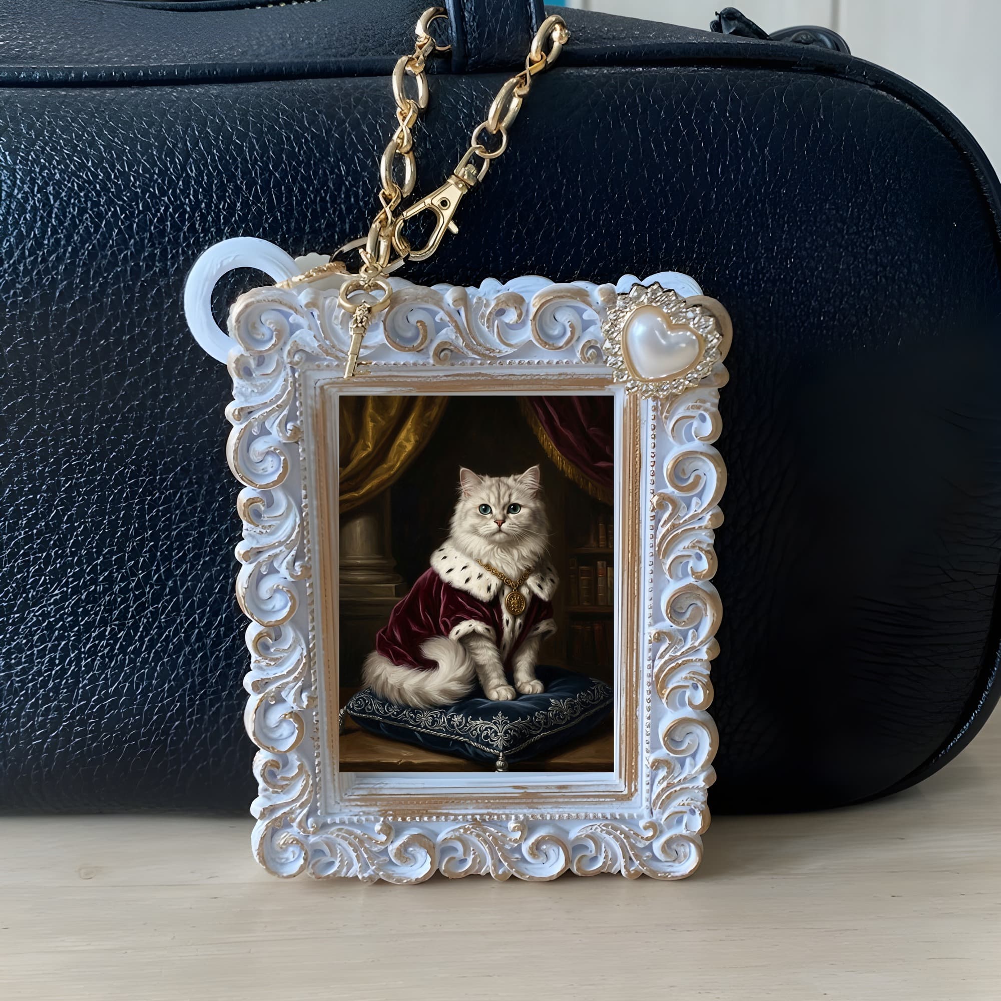 Chinchilla Persian Renaissance Portrait Bag Charm (White) 6