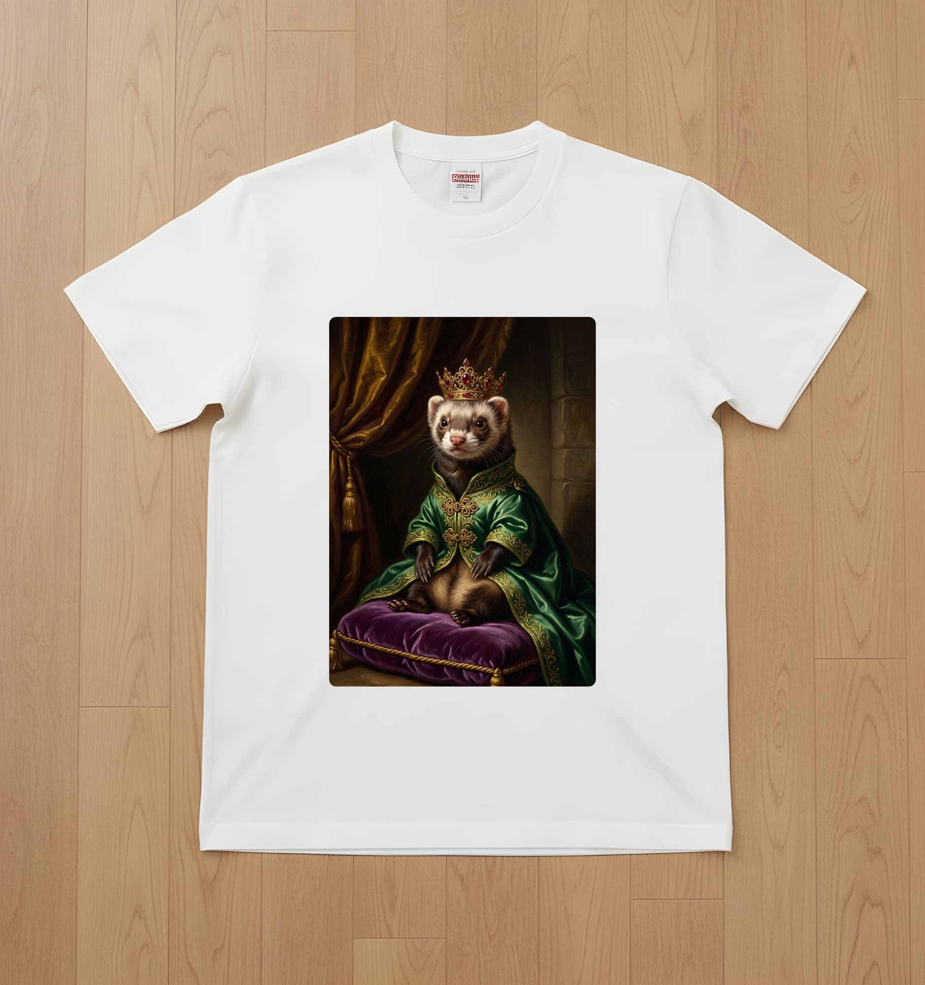 Silver Marten Renaissance Portrait T-Shirt (White, Color Print, No Frame)