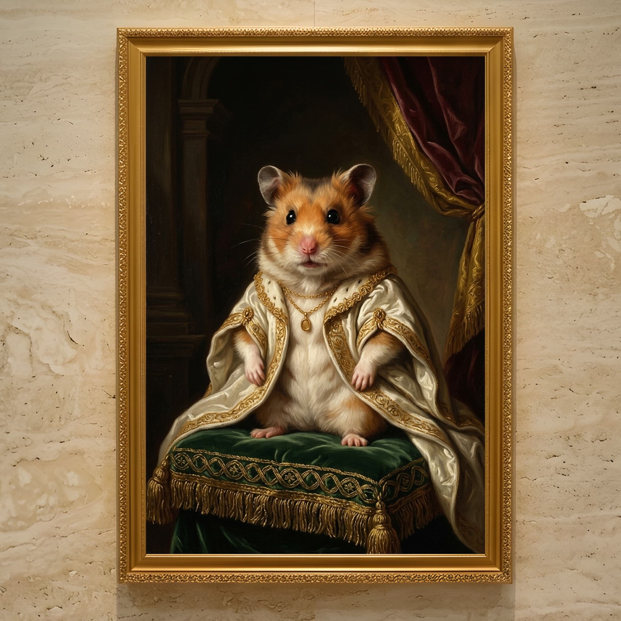 テディベアハムスターのルネサンス肖像画額装プリント(A3サイズ)