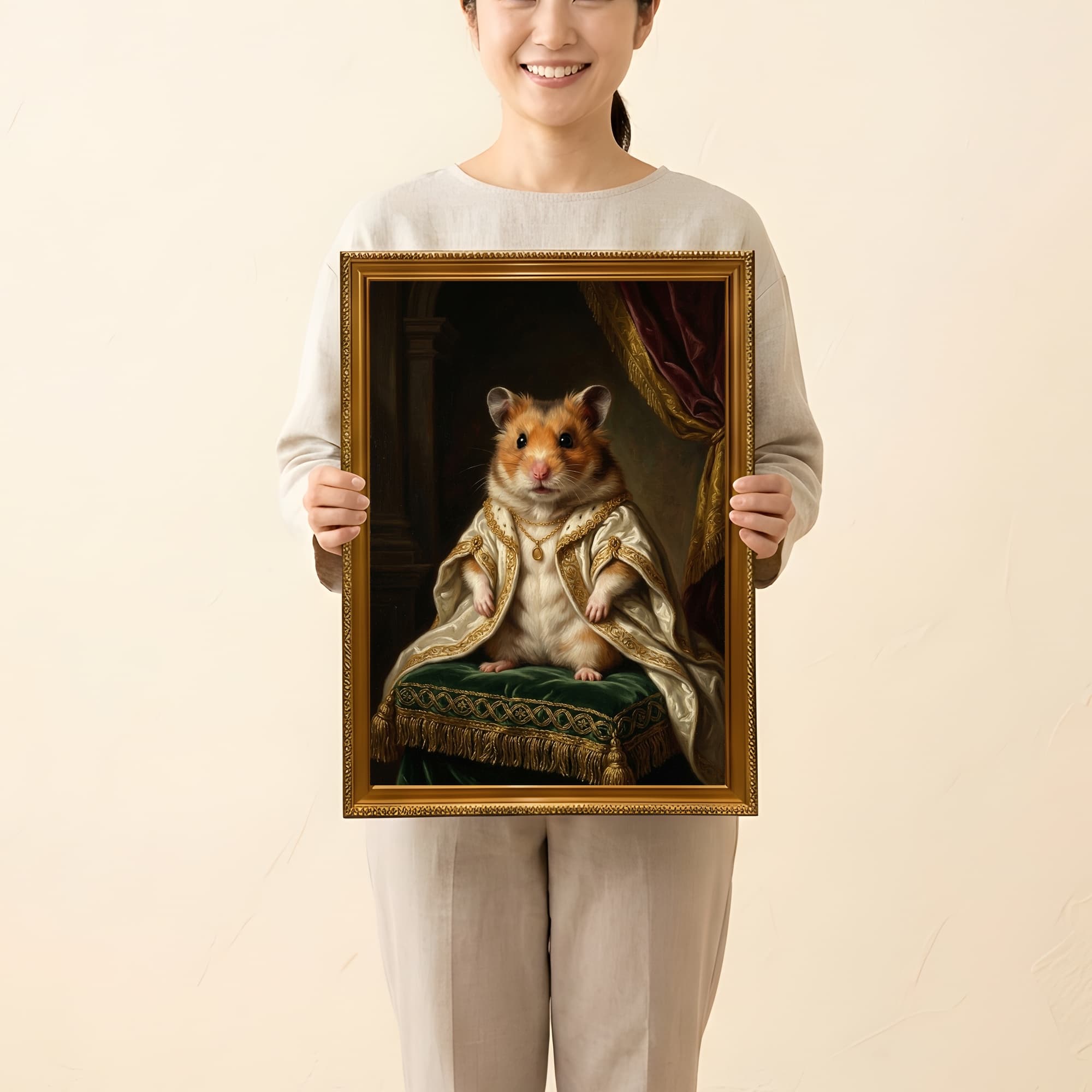 テディベアハムスターのルネサンス肖像画額装プリント(A3サイズ) 2