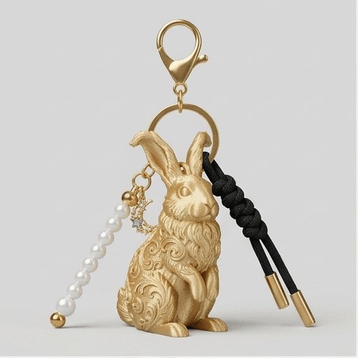 English Angora Renaissance Portrait Keychain (Silky Gold)