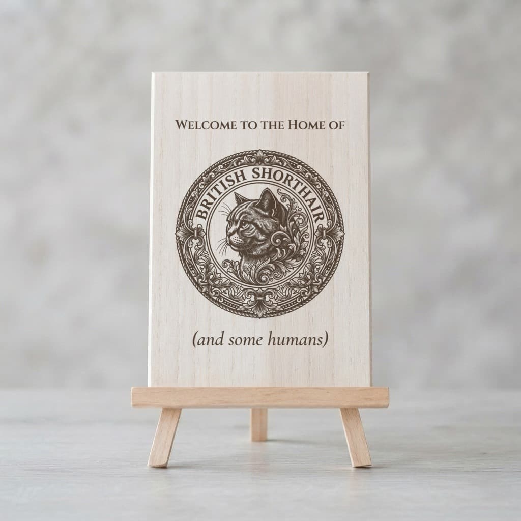 British Shorthair Renaissance Portrait Wooden Welcome Board