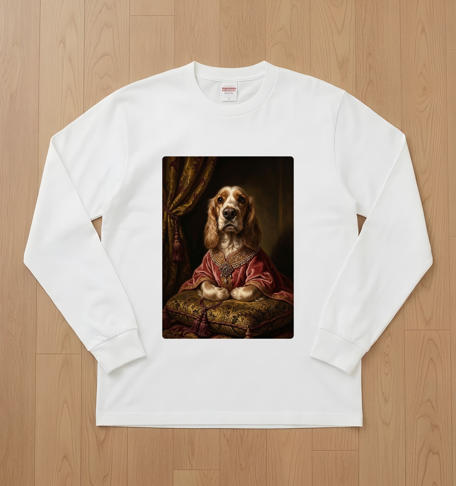 cocker spaniel Renaissance Portrait Long Sleeve T-Shirt (White)