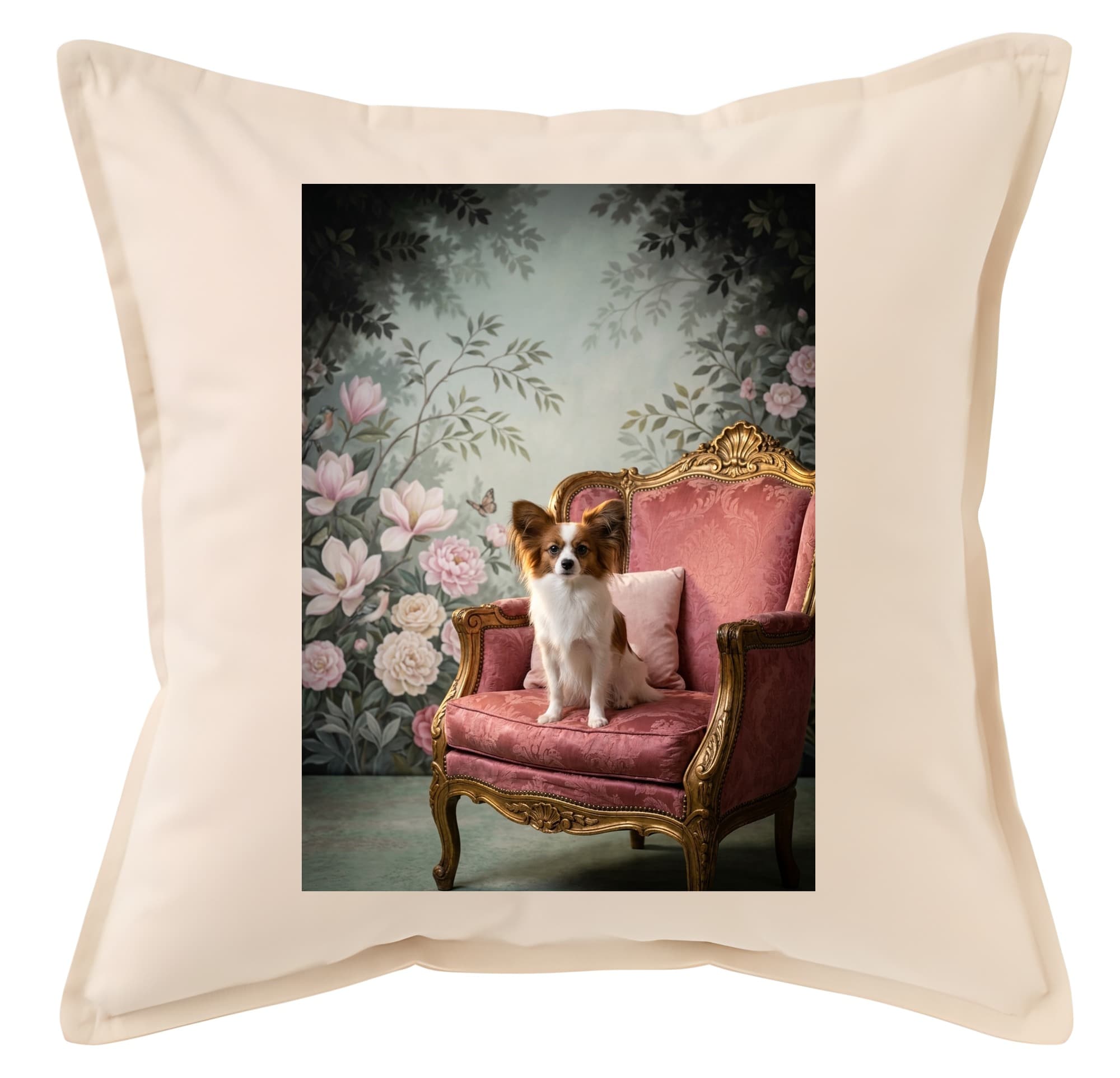 papillon Shabby Pink Oil-Painting Rococo Cushion