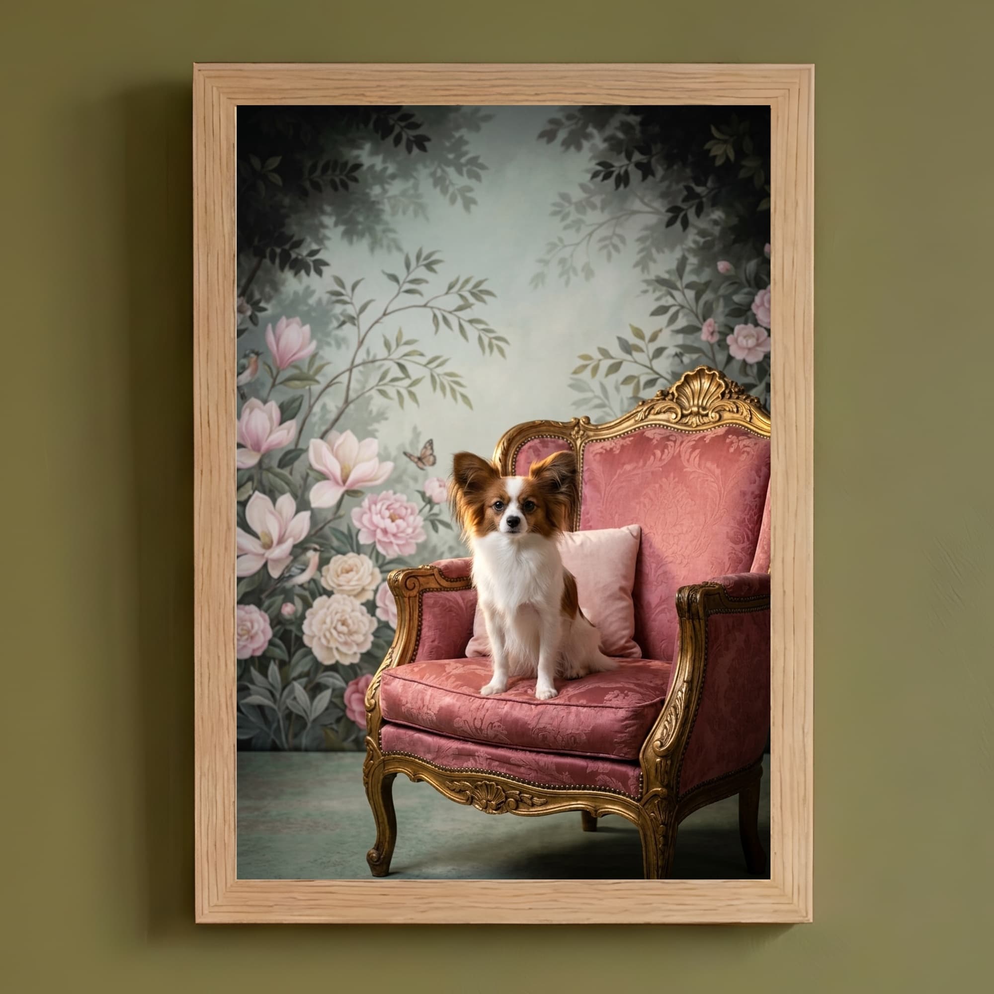 papillon Shabby Pink Oil-Painting Rococo Framed Art Print (A4)