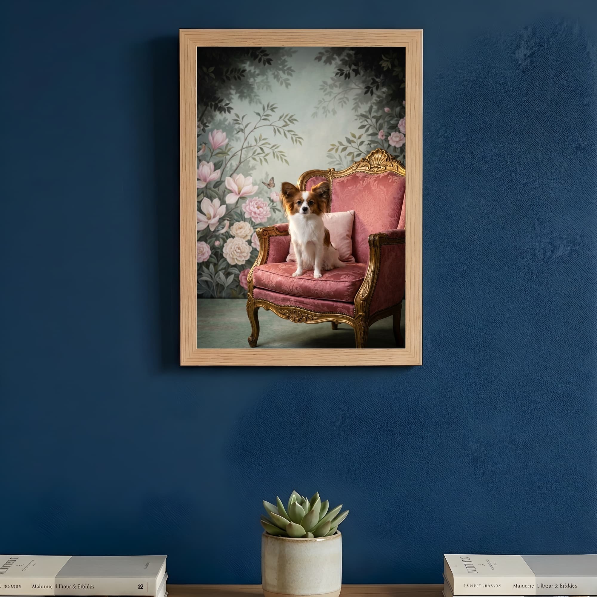 papillon Shabby Pink Oil-Painting Rococo Framed Art Print (A4) 3