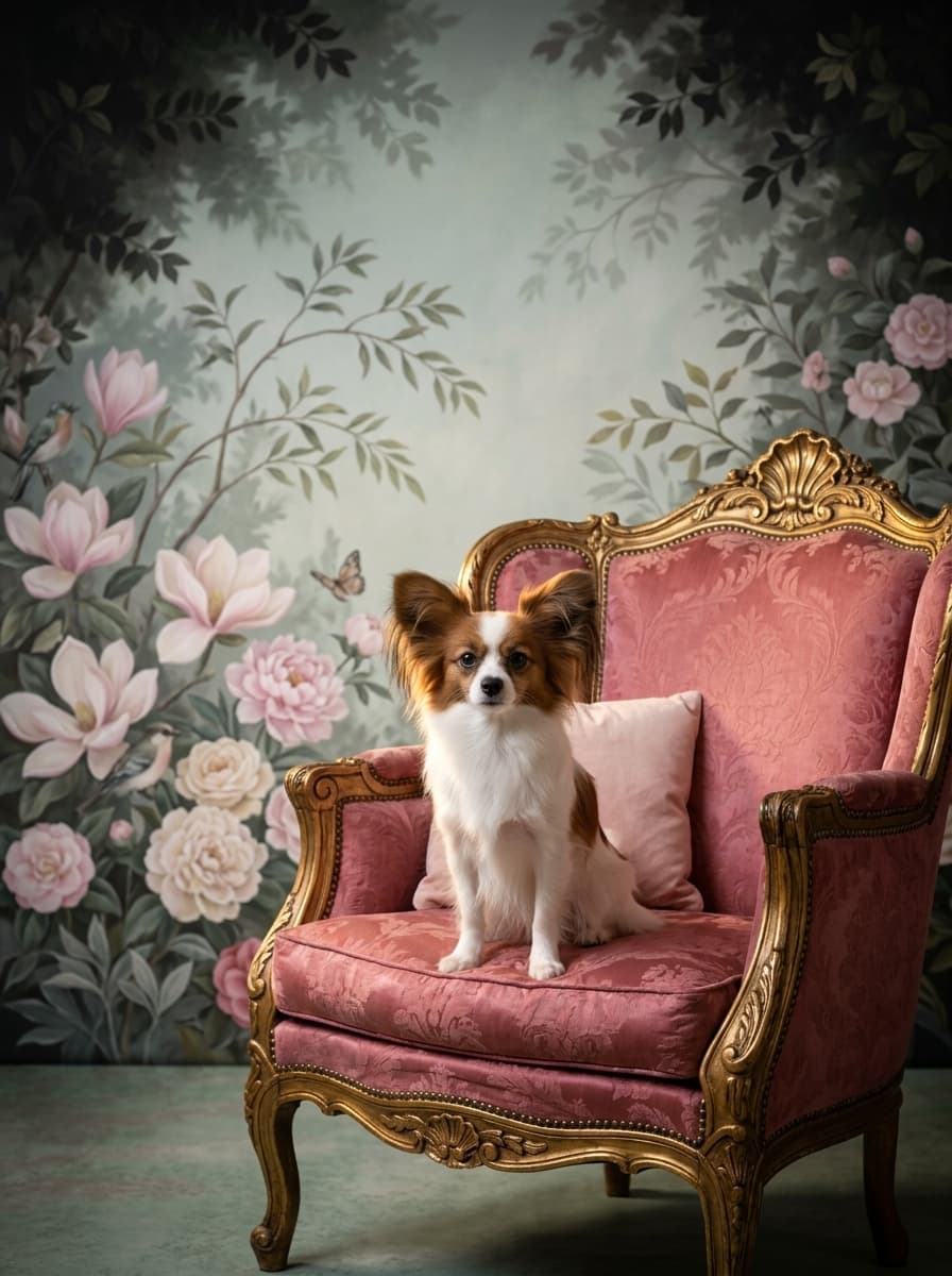 papillon Shabby Pink Oil-Painting Rococo Framed Art Print (A4) 4