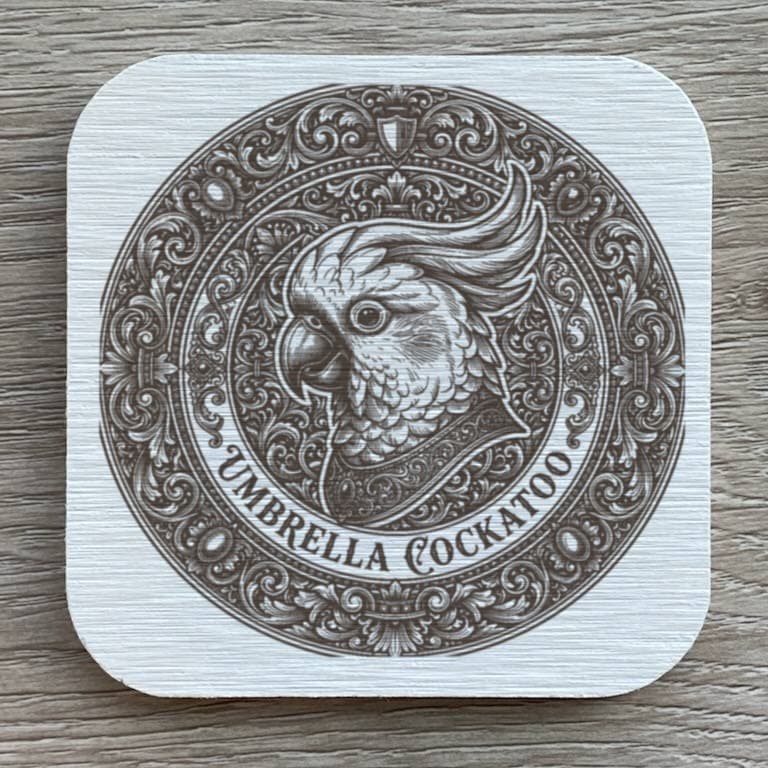 Umbrella Cockatoo Renaissance Portrait Coaster Set