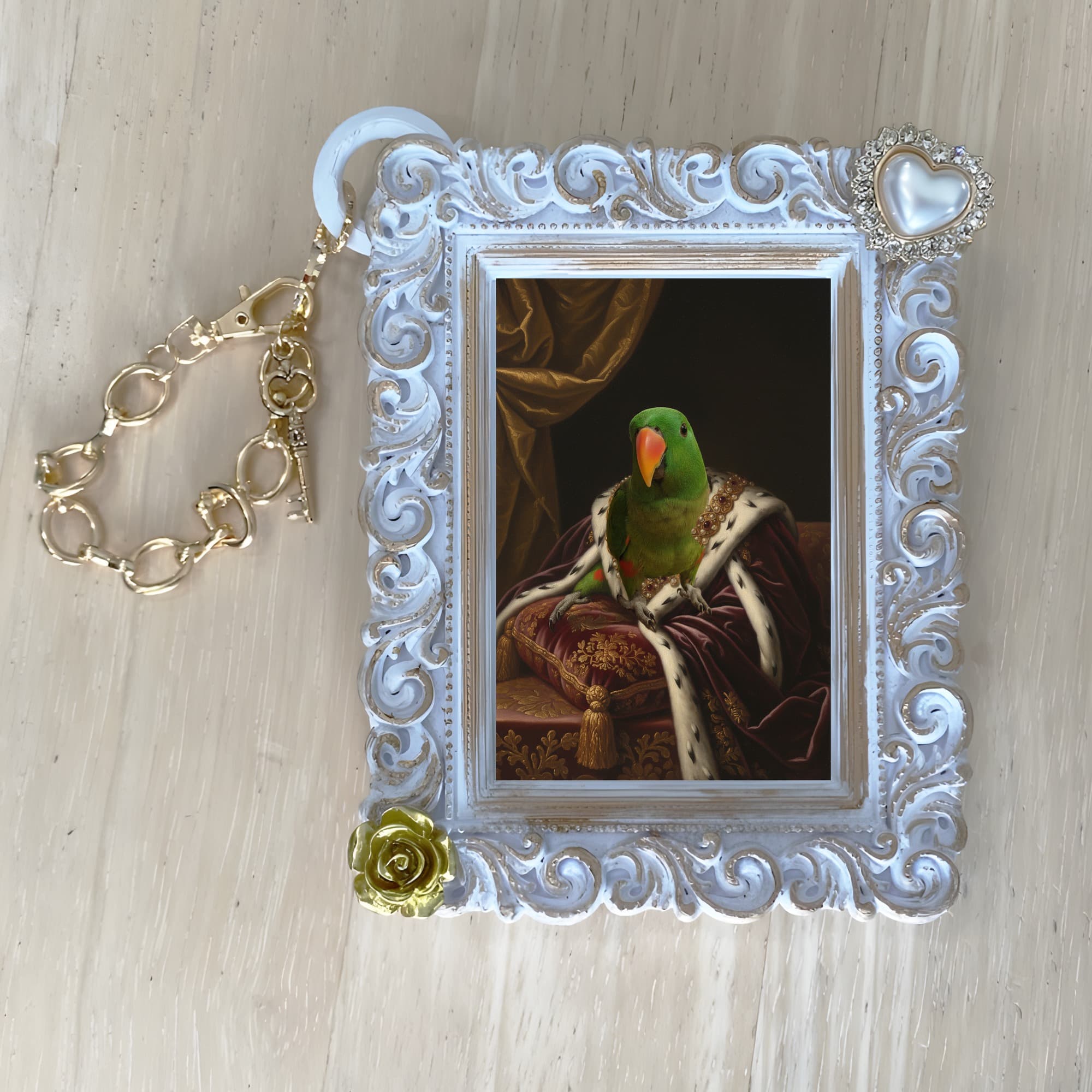 オオハナインコのルネサンス肖像画バッグチャーム(ホワイト) 4