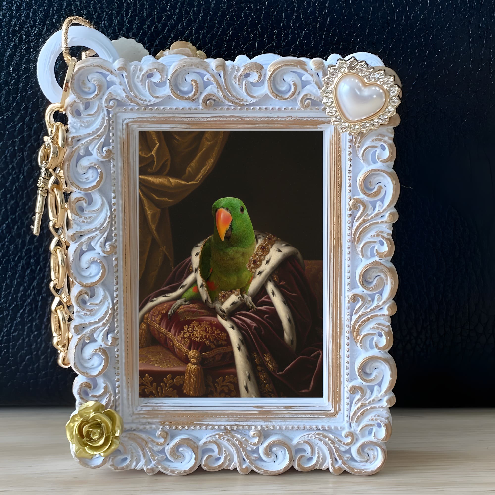 オオハナインコのルネサンス肖像画バッグチャーム(ホワイト) 5