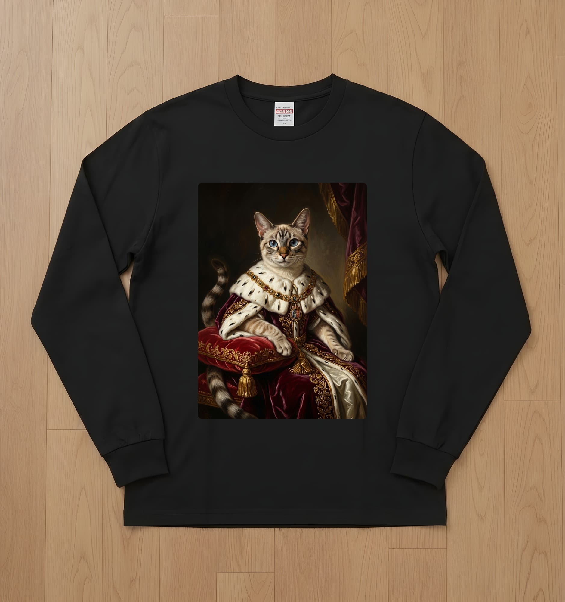 トンキニーズのルネサンス肖像画長袖Tシャツ(ブラック)