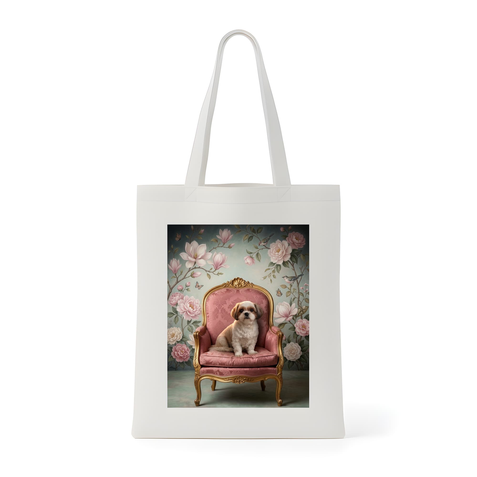Shih Tzu Shabby Pink Oil-Painting Rococo Tote Bag
