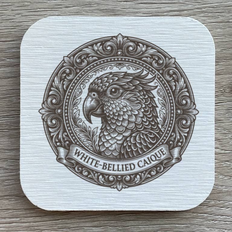 White-bellied Caique Renaissance Portrait Coaster Set