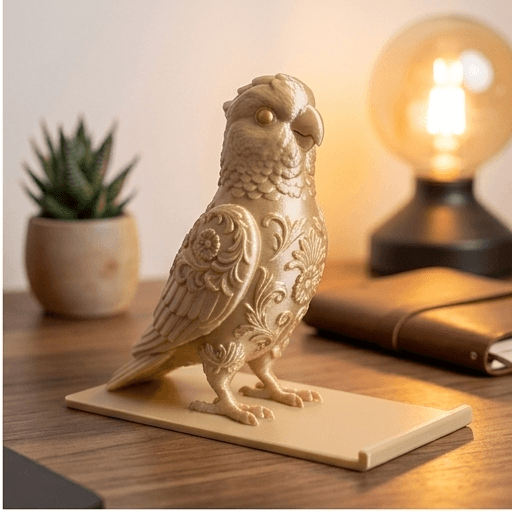 モモイロインコのルネサンス肖像画スマホスタンド(シルクゴールド) 2