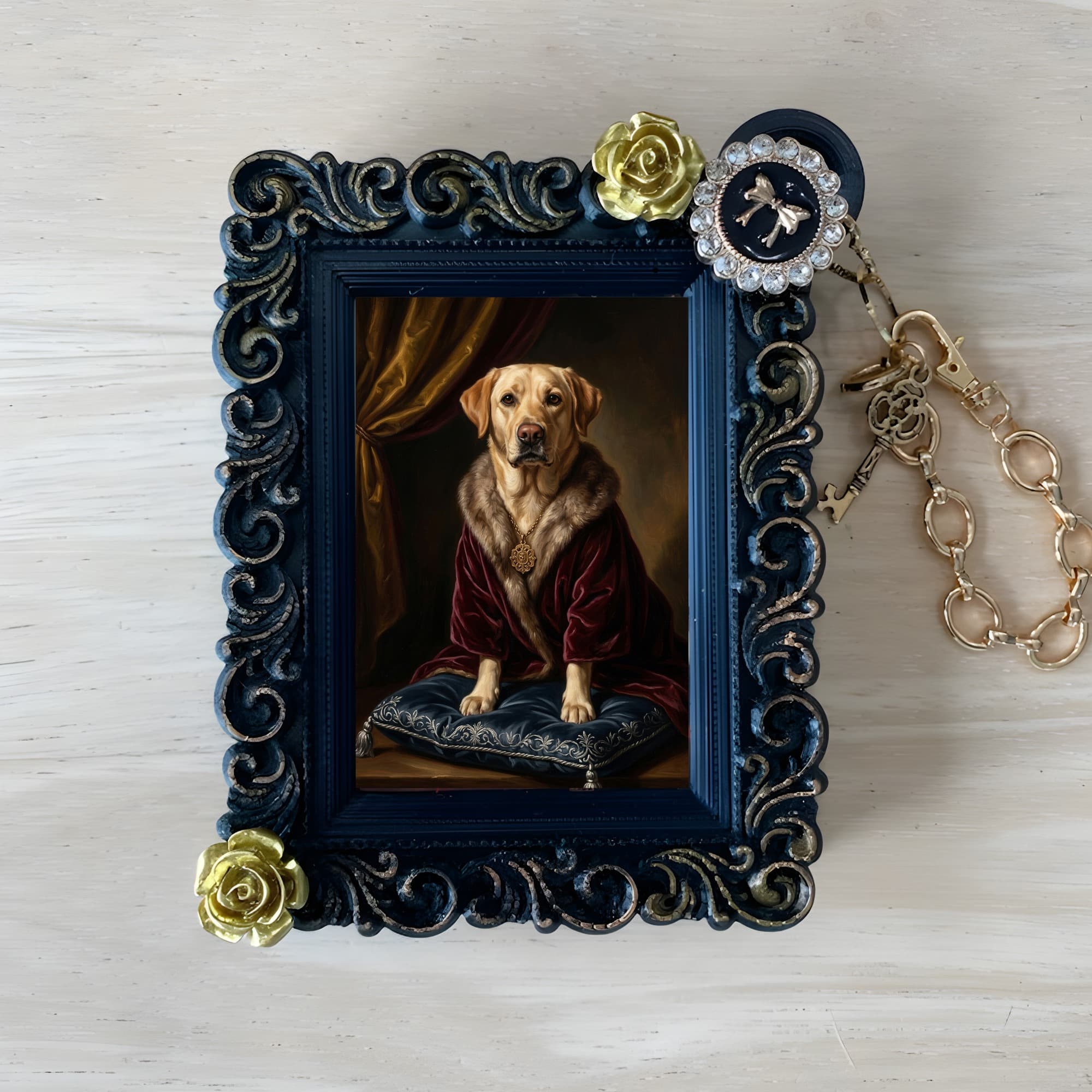 Labrador retriever Renaissance Portrait Bag Charm (Black)