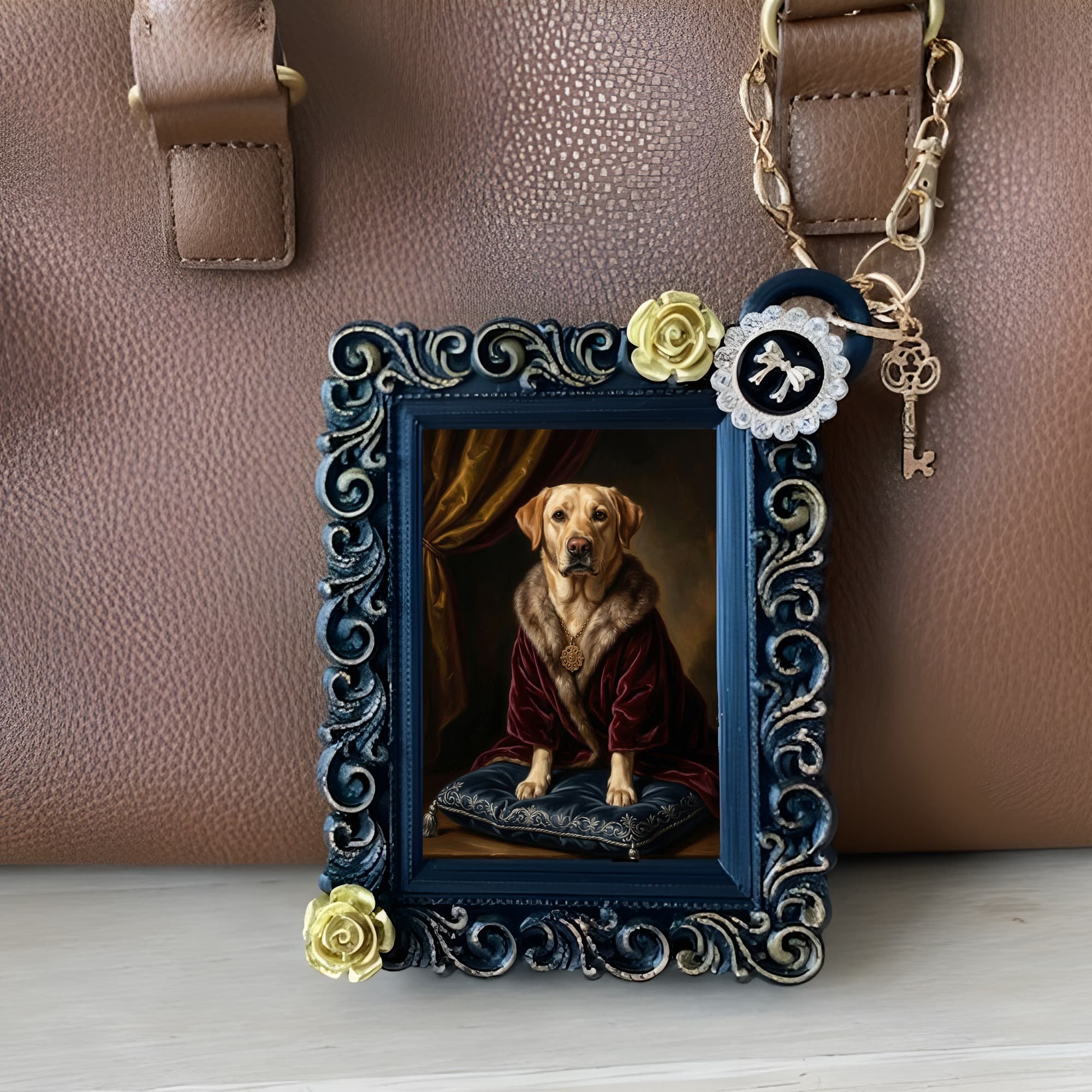 Labrador retriever Renaissance Portrait Bag Charm (Black) 3