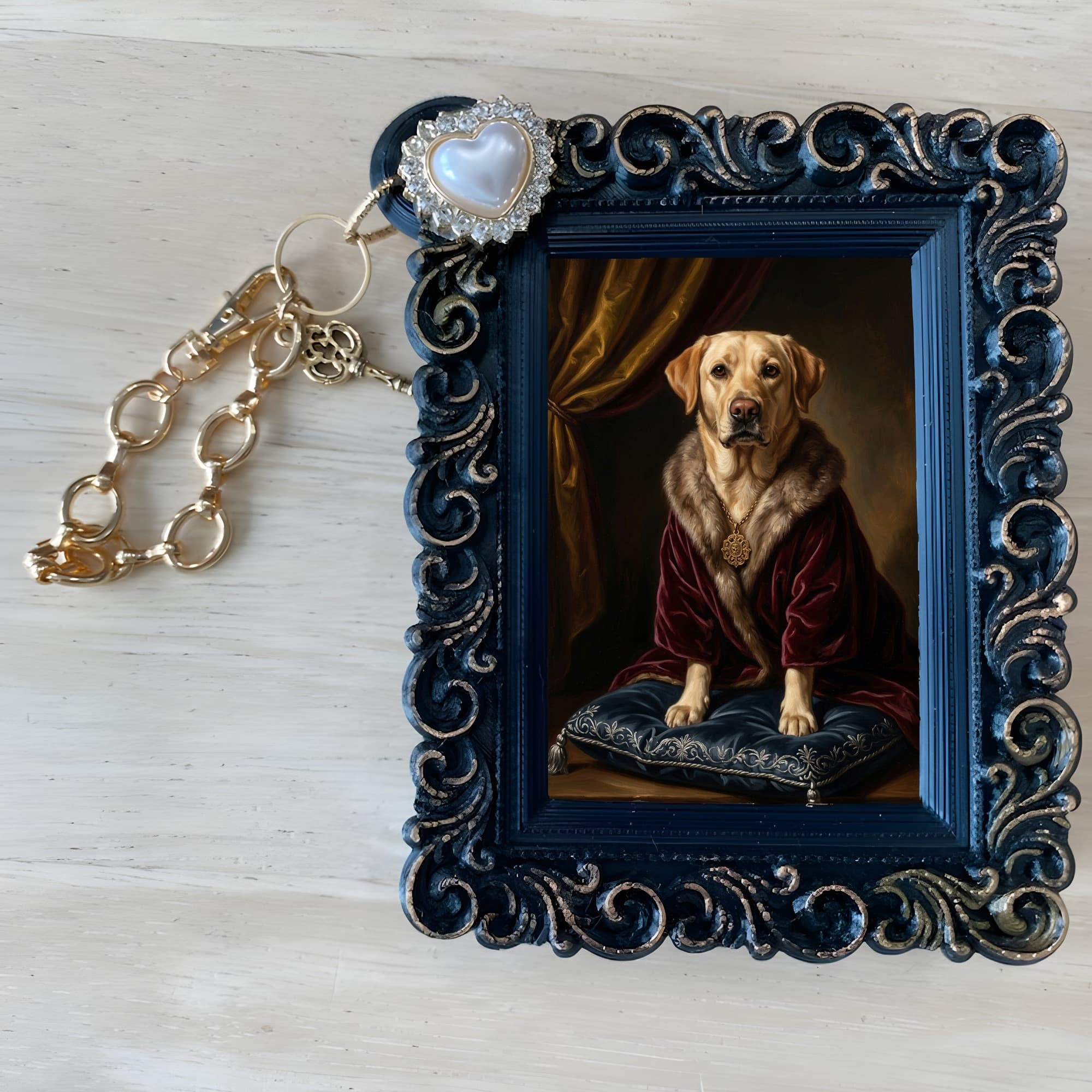 Labrador retriever Renaissance Portrait Bag Charm (Black) 4