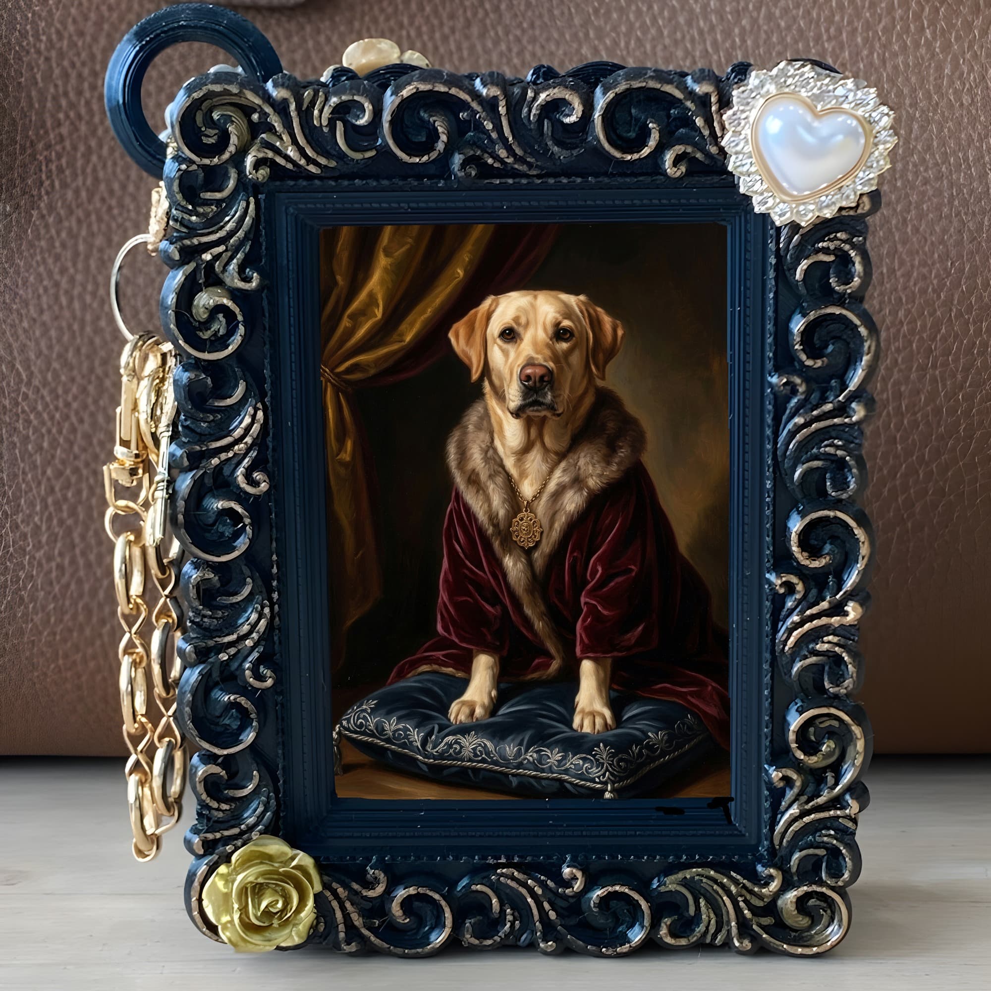 Labrador retriever Renaissance Portrait Bag Charm (Black) 5