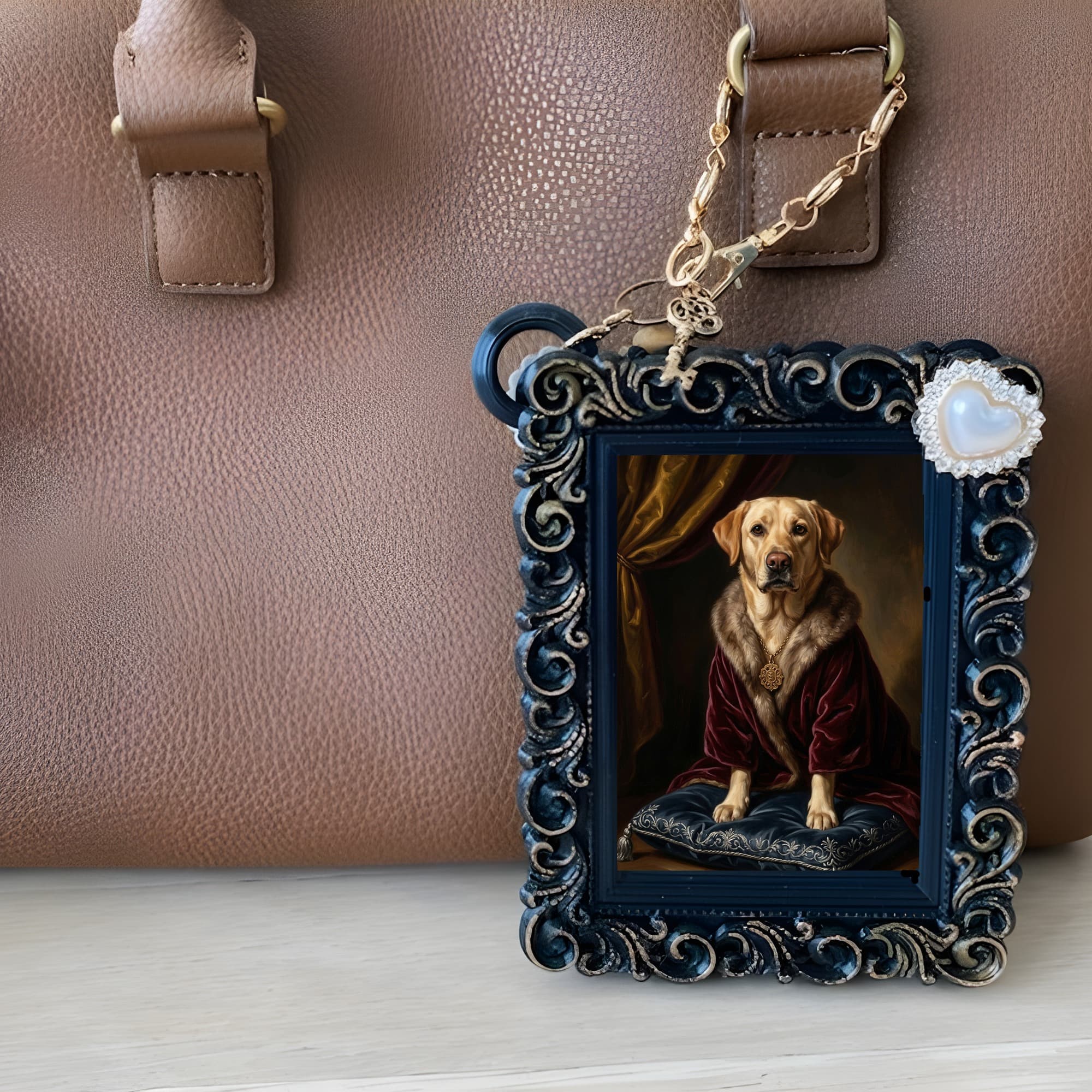 Labrador retriever Renaissance Portrait Bag Charm (Black) 6