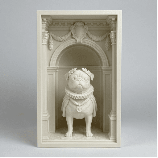 pug Renaissance Portrait Booknook Diorama