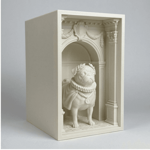 pug Renaissance Portrait Booknook Diorama 2