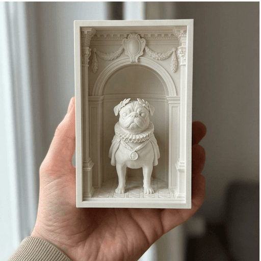 pug Renaissance Portrait Booknook Diorama 3