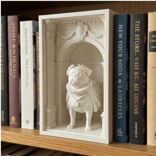 pug Renaissance Portrait Booknook Diorama 4