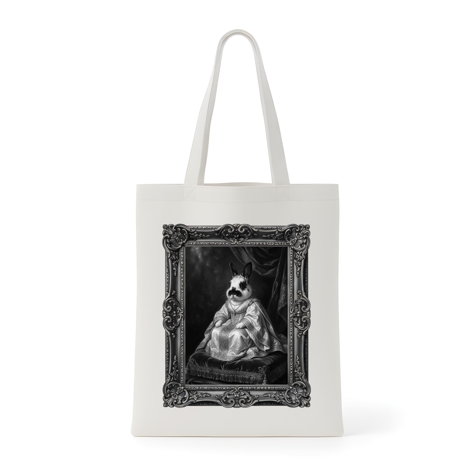 Himalayan rabbit Renaissance Portrait Tote Bag (Monochrome Print, Framed Design)