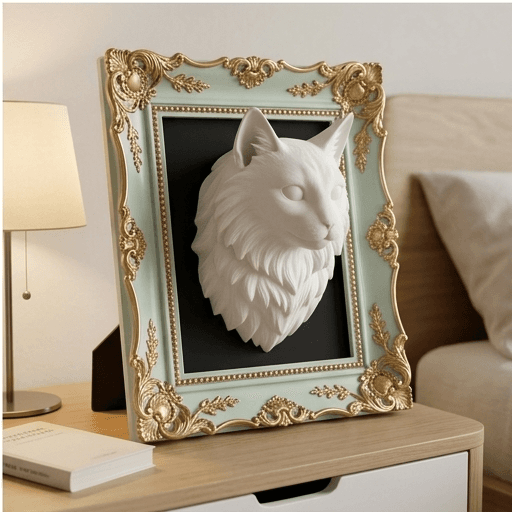 Norwegian Forest cat Renaissance Portrait Wall Relief