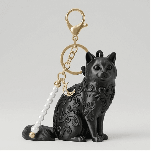 Birman Renaissance Portrait Keychain (Silky Black)