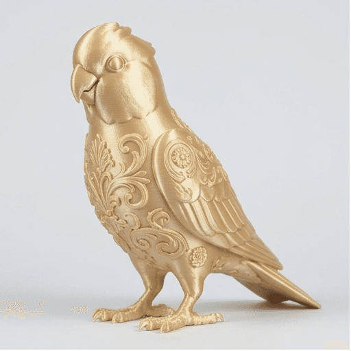 モモイロインコのルネサンス肖像画置物(全身オブジェ)(シルクゴールド)