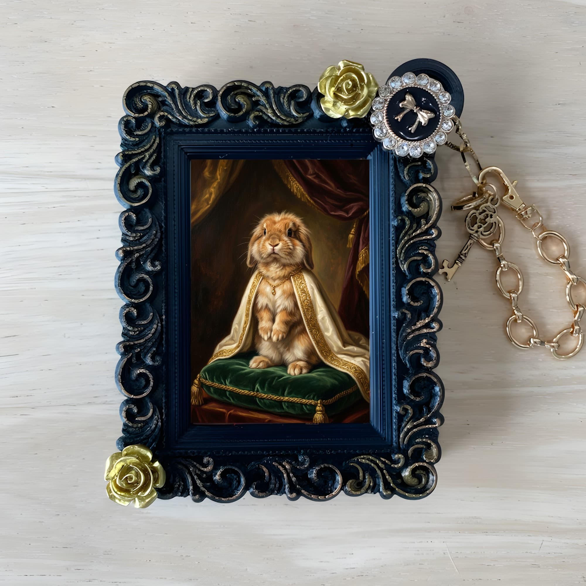 Lionhead Renaissance Portrait Bag Charm (Black)