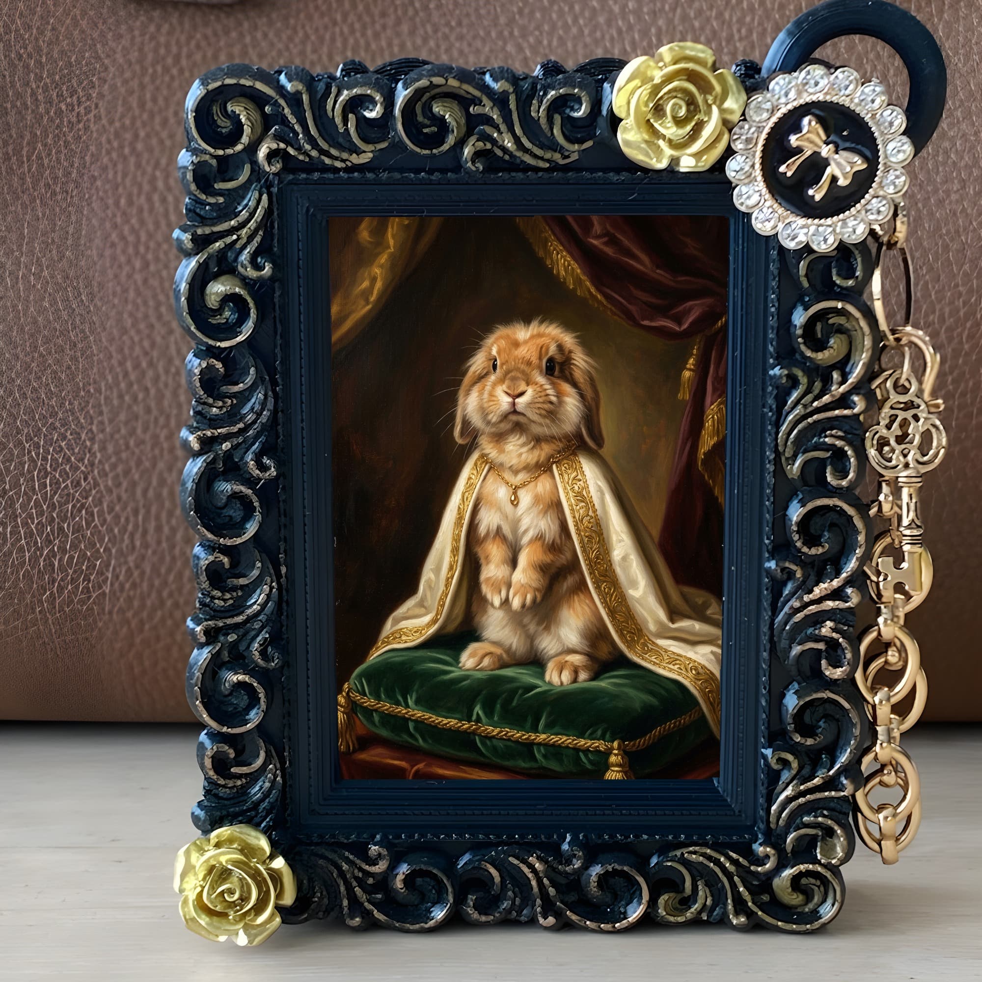 Lionhead Renaissance Portrait Bag Charm (Black) 2