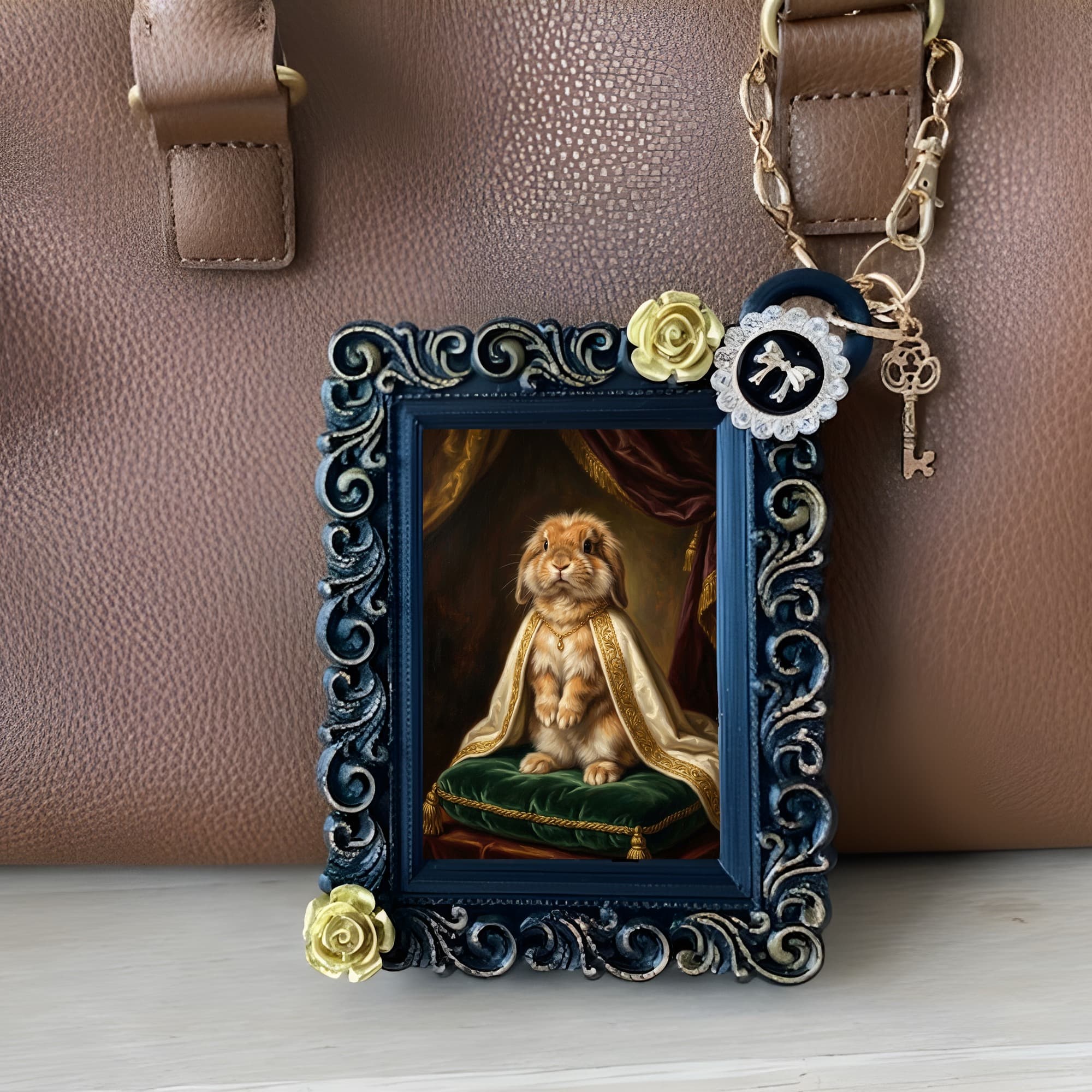 Lionhead Renaissance Portrait Bag Charm (Black) 3