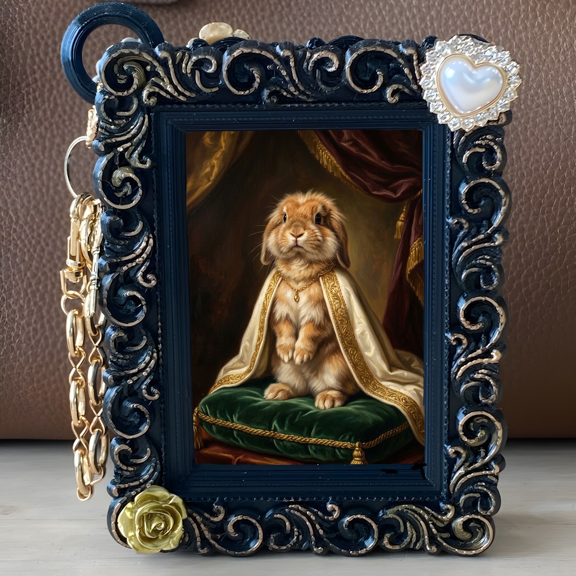 Lionhead Renaissance Portrait Bag Charm (Black) 5