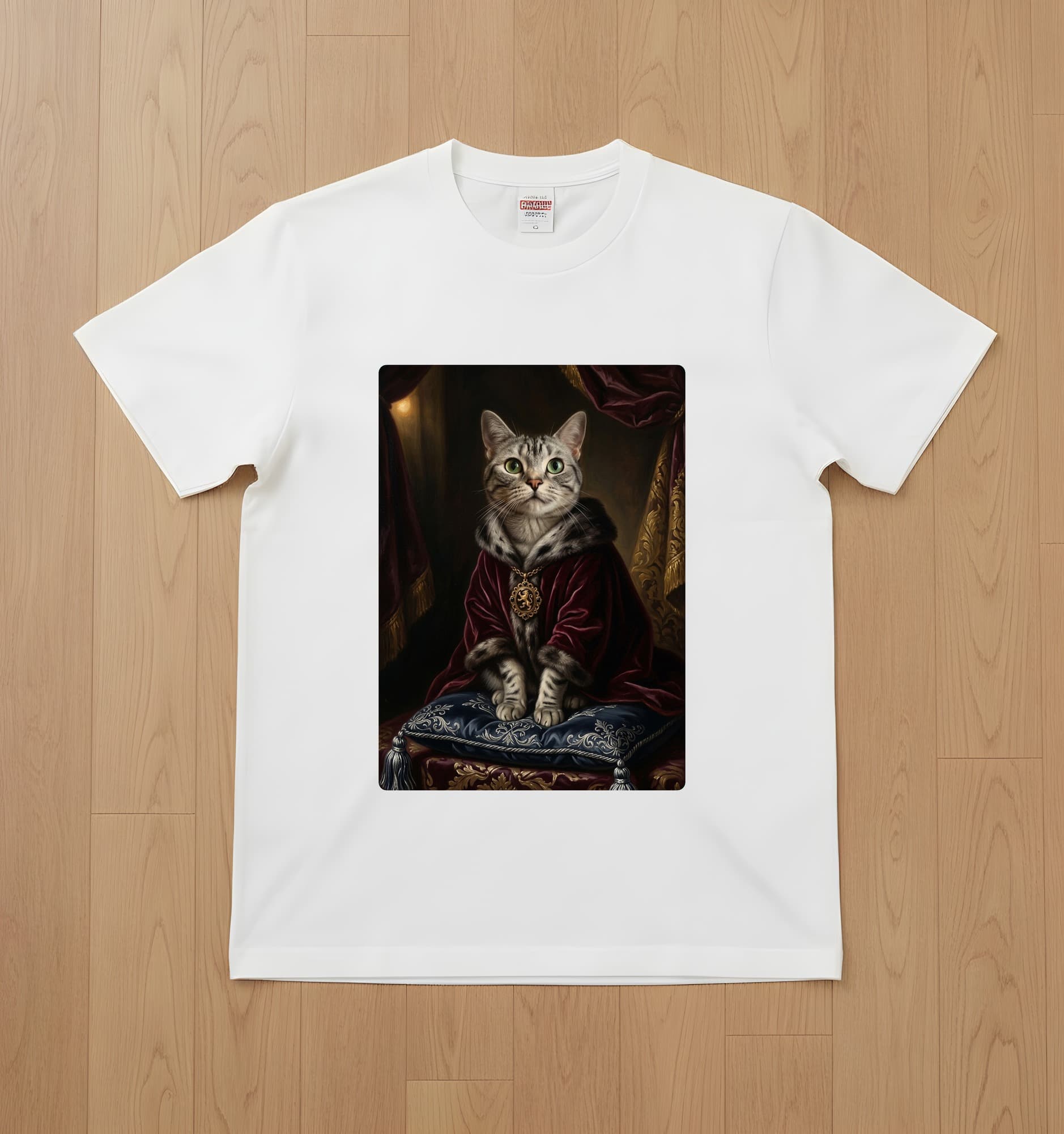American Shorthair Renaissance Portrait T-Shirt (White, Color Print, No Frame)