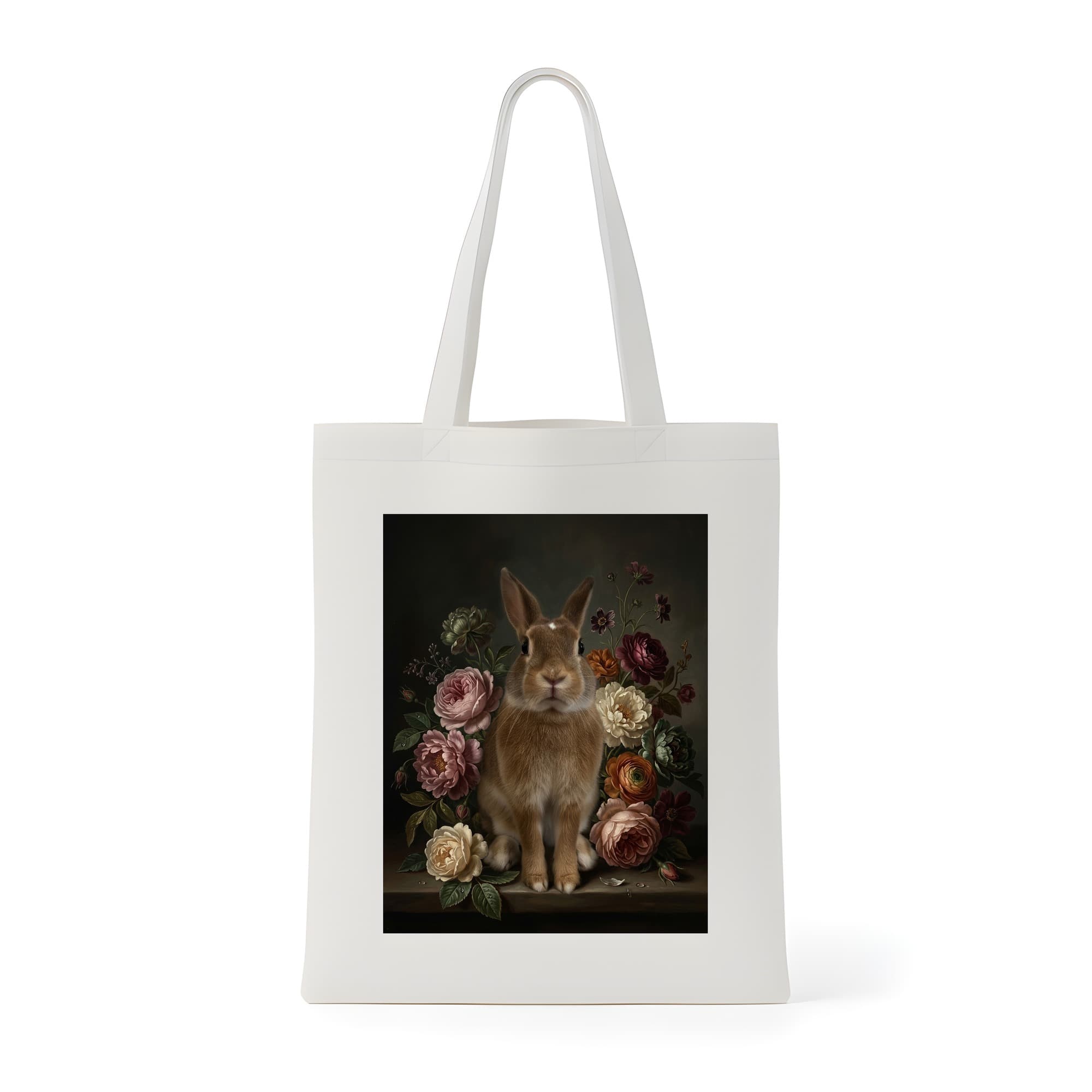 Rex rabbit Floral Oil-Painting Floral Tote Bag