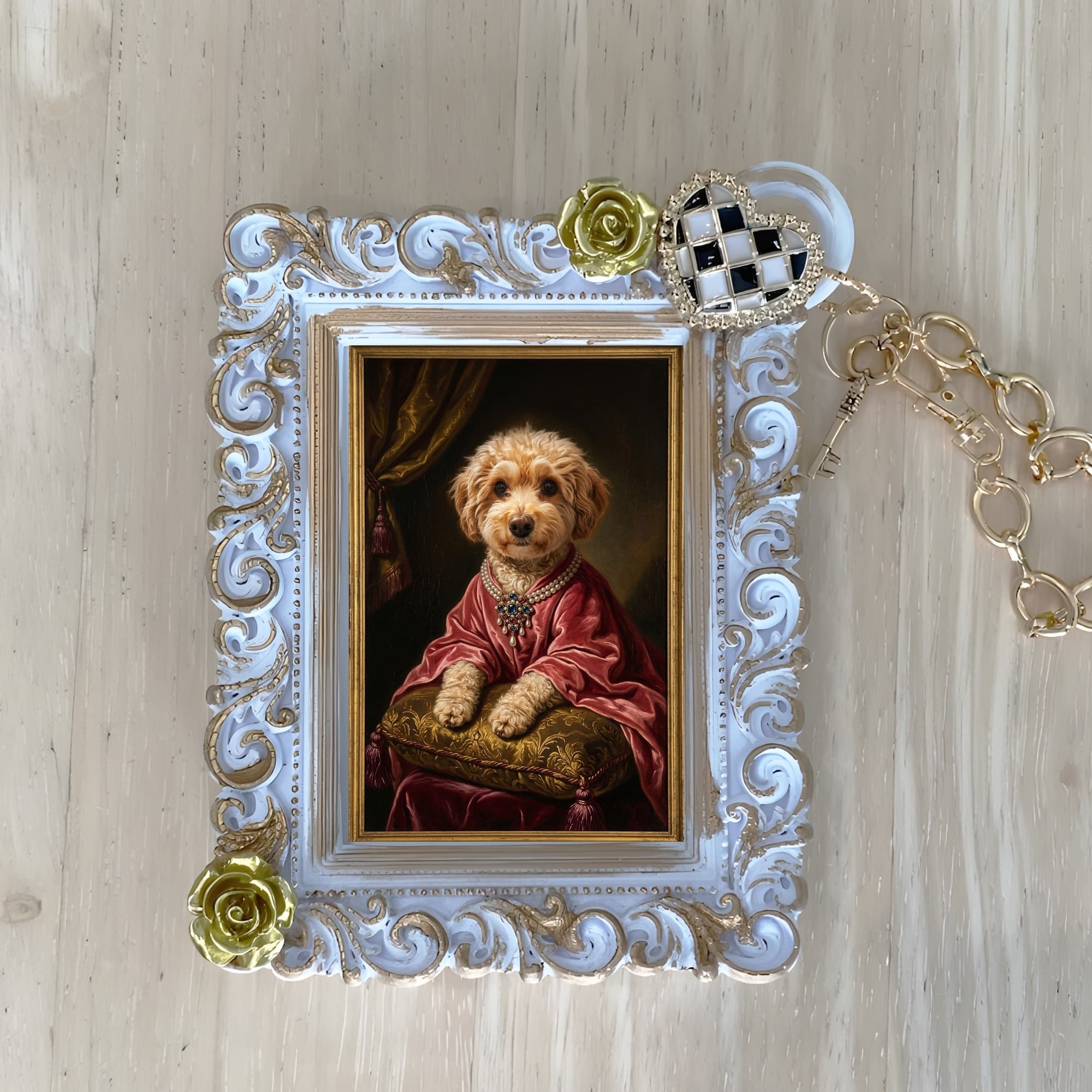 toy poodle Renaissance Portrait Bag Charm (White)