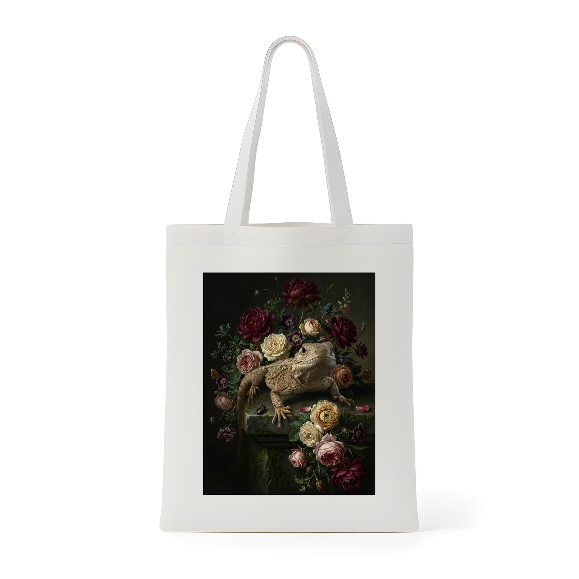 サバクイグアナの花の油絵風アート花柄トートバッグ