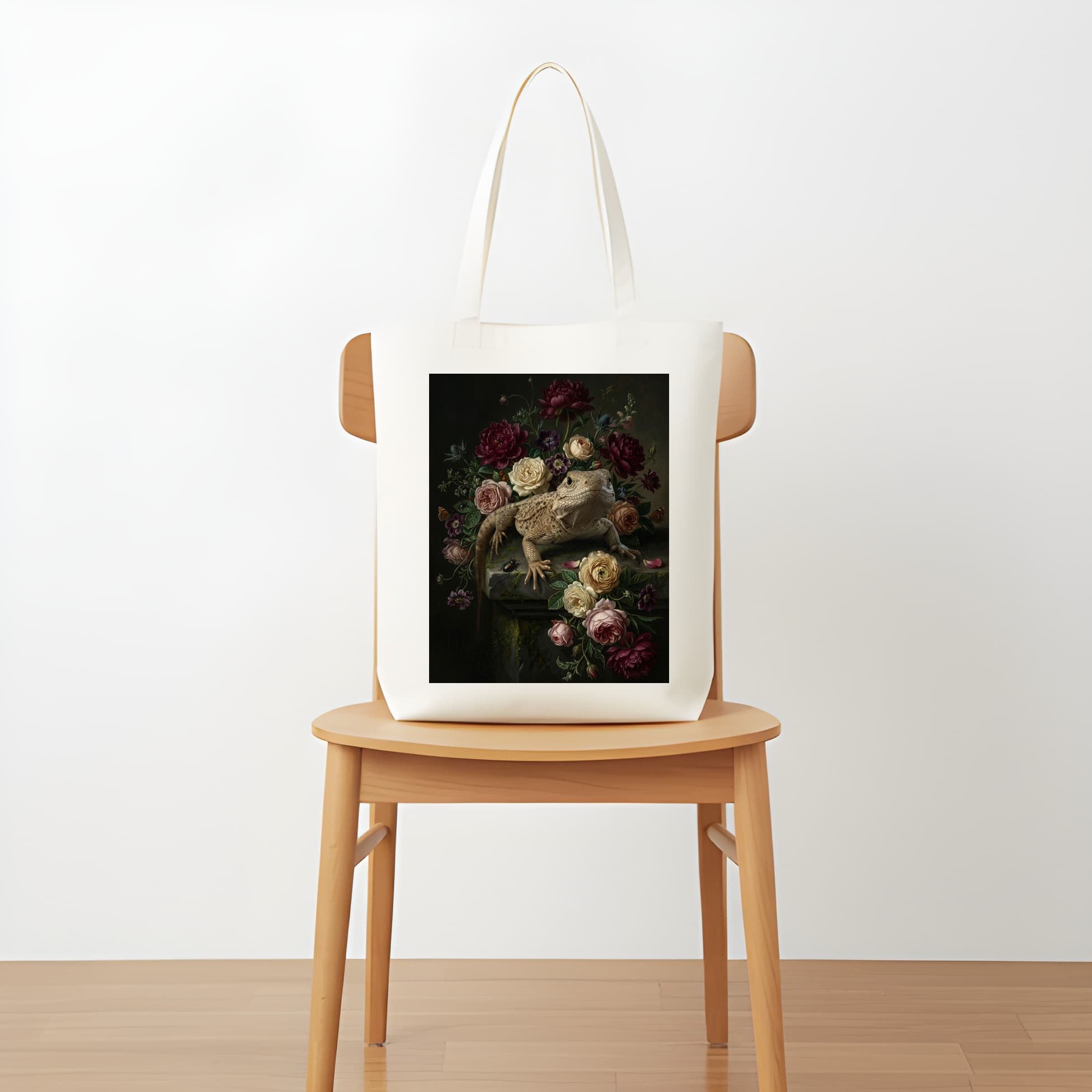 サバクイグアナの花の油絵風アート花柄トートバッグ 5