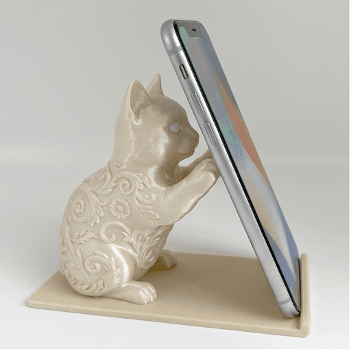 マンチカンのルネサンス肖像画スマホスタンド(シルクホワイト)