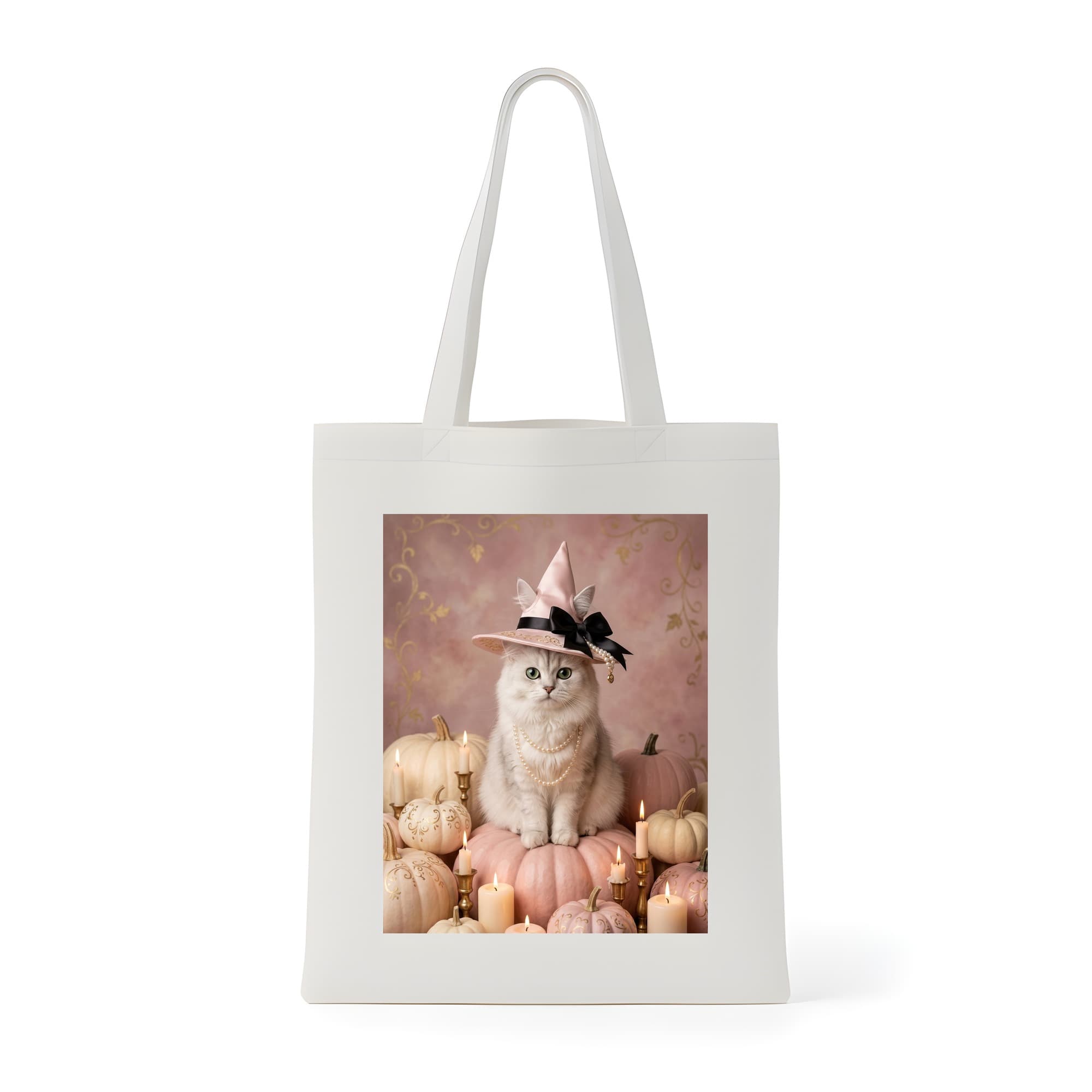 Chinchilla Persian Pumpkin & Candlelight Oil-Painting Halloween Tote Bag