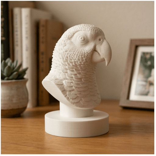 African Grey Parrot Renaissance Portrait Bust Sculpture