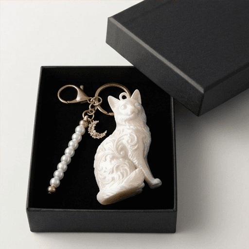 Somali Renaissance Portrait Keychain (Pearl White) 4