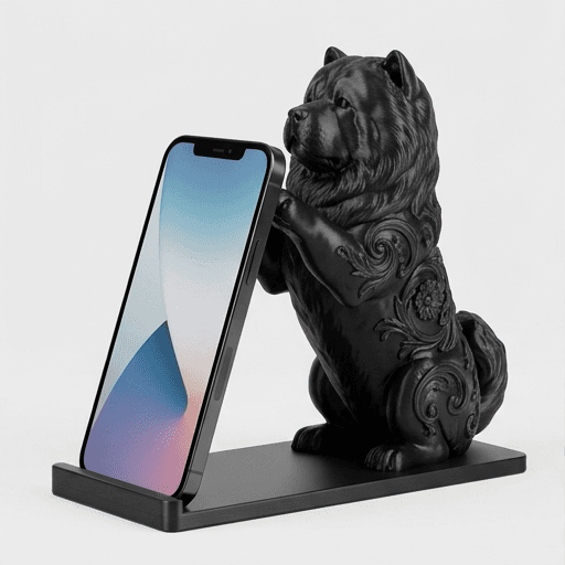 チャウチャウのルネサンス肖像画スマホスタンド(シルクブラック)