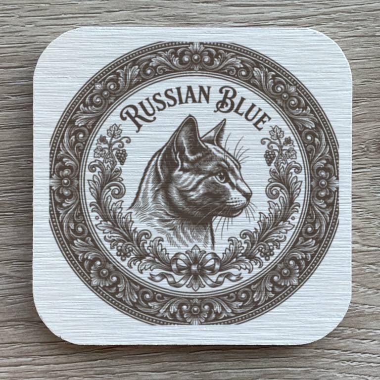 ロシアンブルーのルネサンス肖像画コースターセット