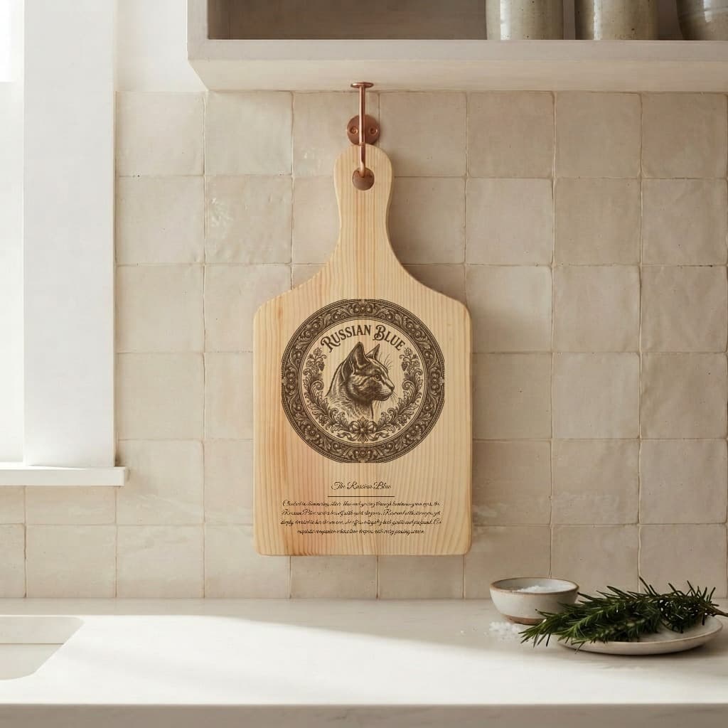 ロシアンブルーのルネサンス肖像画カッティングボード 3